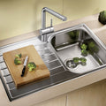 Blanco LIVIT 45S SALTO single bowl inset sink - left hand drainer, brushed stainless steel - LIVIT45SR-SALT
