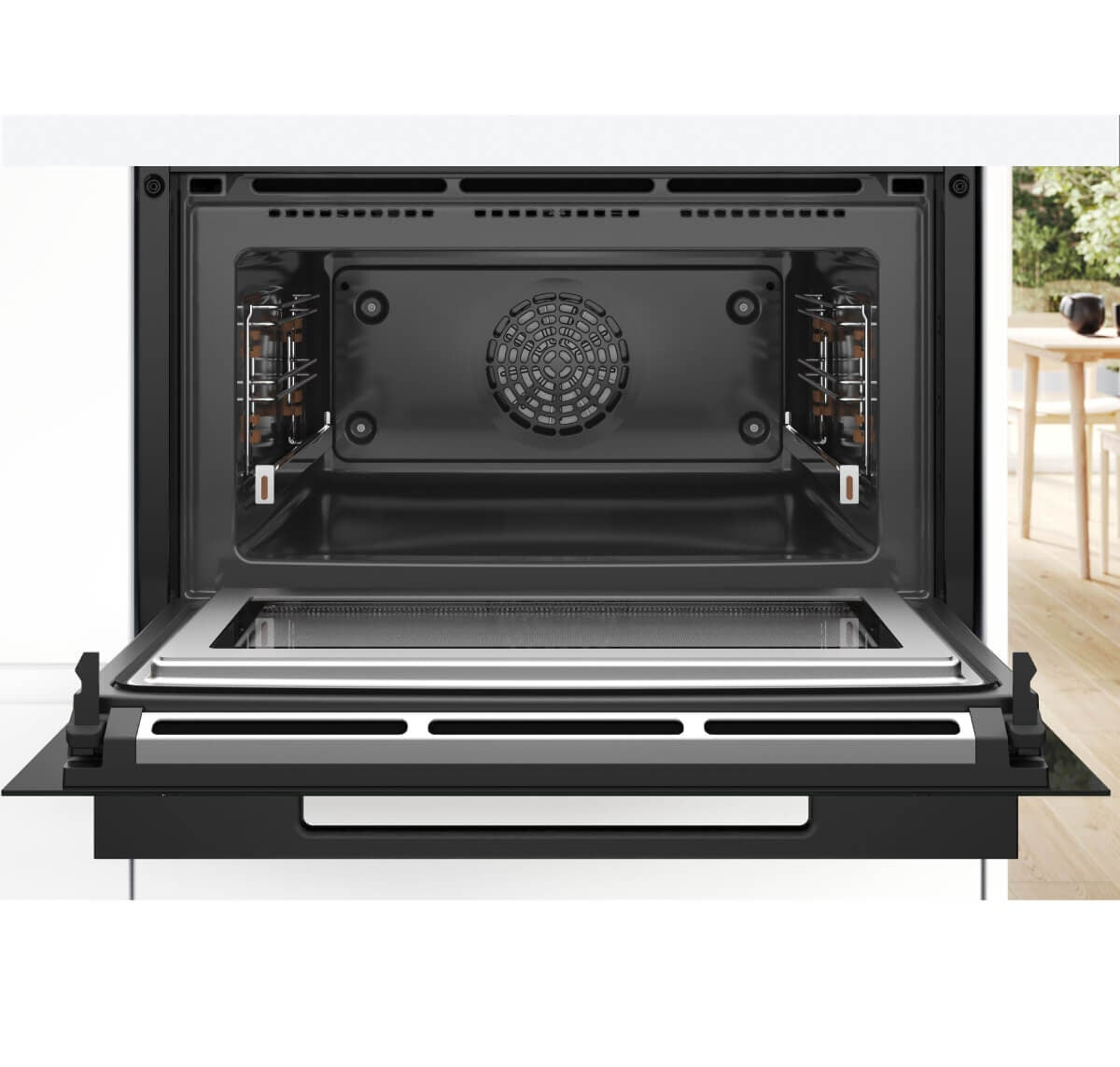 Bosch Series 8 Accentline compact oven with microwave - 45L, pyrolytic cleaning, inverter, black - CMG978NB1A