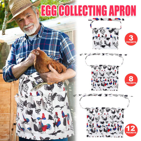 Egg Collecting Apron with Chicken Print - Medium (40 x 36 cm, 8 Pockets) - view 2