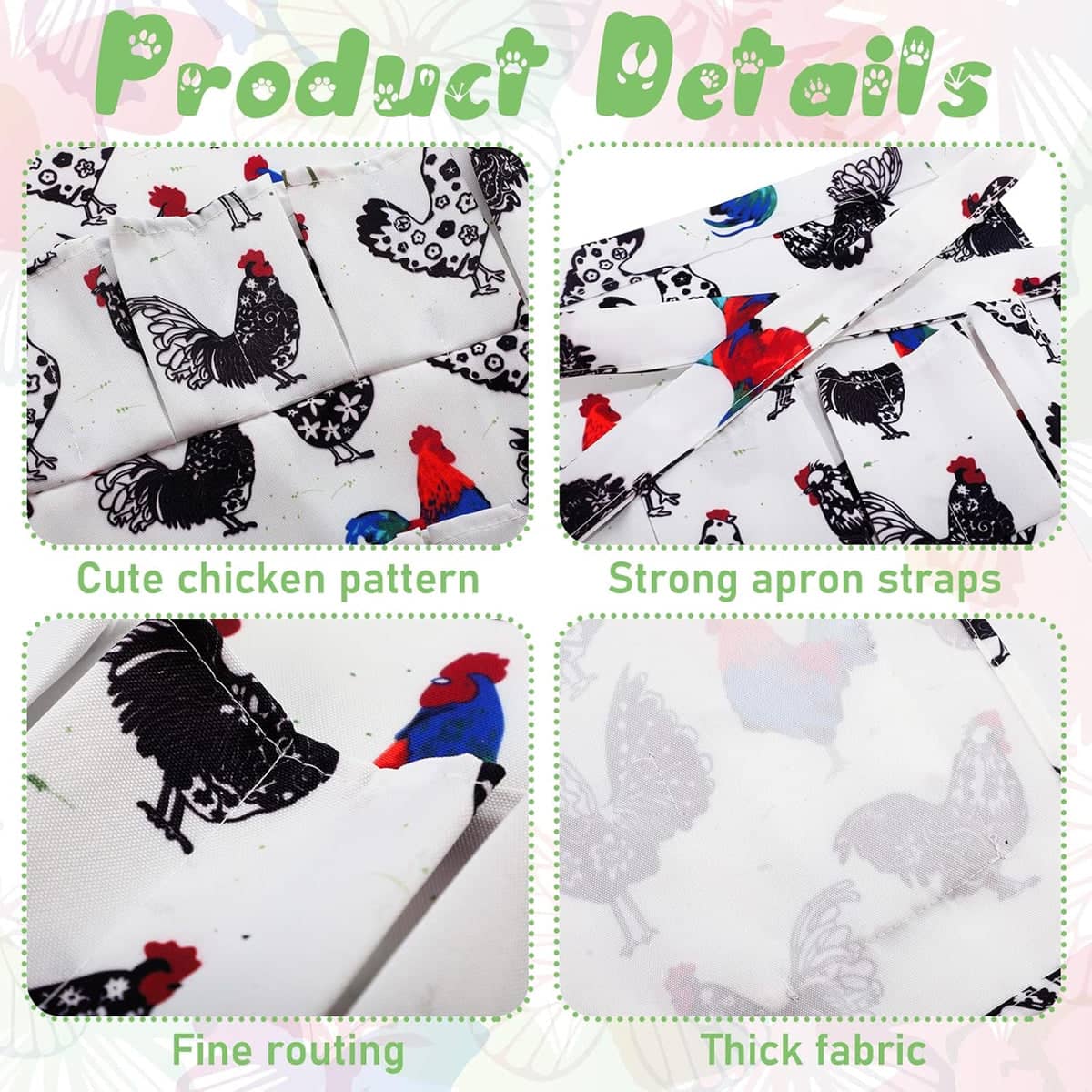 Egg Collecting Apron with Chicken Print - Medium (40 x 36 cm, 8 Pockets) - view 5