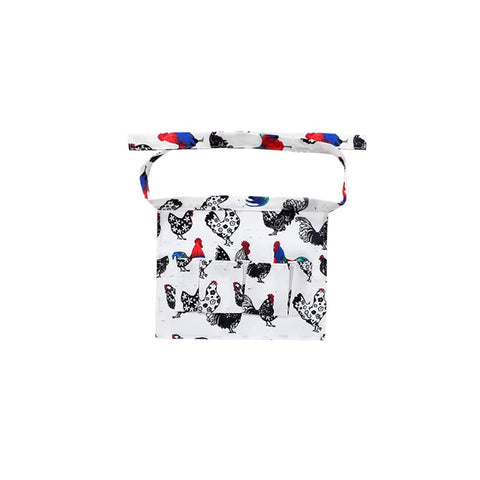 Egg Collecting Apron with Chicken Print - Small (30 x 27 cm, 3 Pockets)