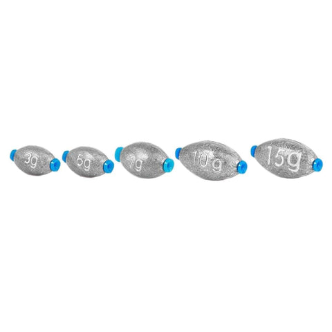 Egg Shaped Fishing Lead Sinker Set, 35 Piece with Plastic Core, 3g to 15g - view 2