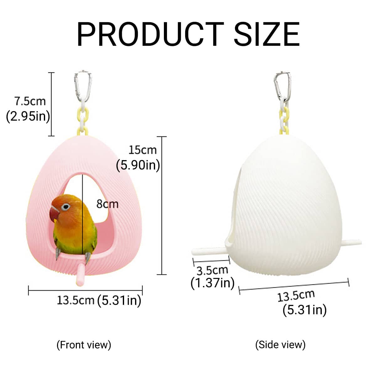 Egg Shaped Parrot Nest with Hanging Chain, 15 x 13.5 cm - White - view 4