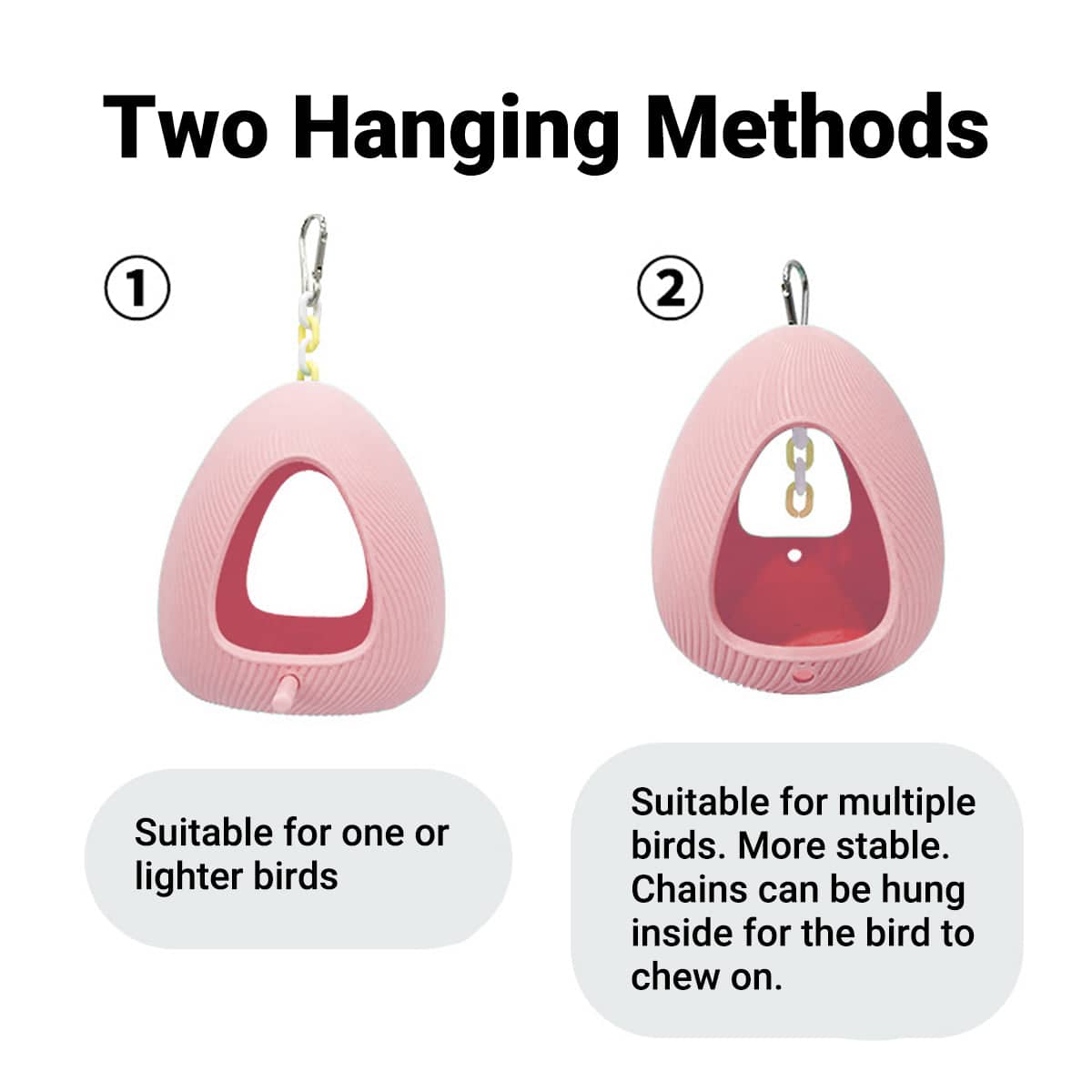 Egg Shaped Parrot Nest with Hanging Chain, 15 x 13.5 cm - White - view 5