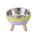 Eggshell Tall Pet Bowl for Cats and Dogs Anti Slip Raised Feeding Bowl - Green