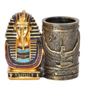 Egyptian Pharaoh Bust Pen Holder with Hieroglyphic Design - view 2