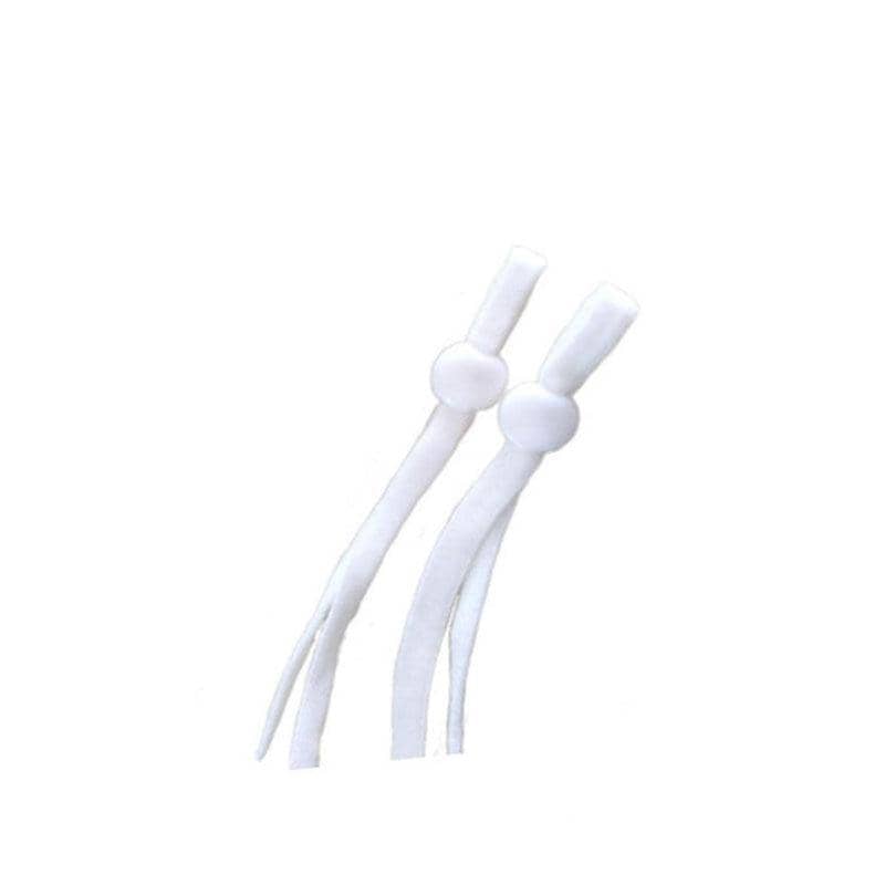 Elastic Cord with Adjustable Rubber Button - White Round Knot, 2 Pack