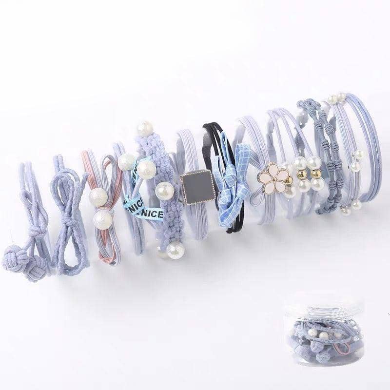 Elastic Hair Bands in Rubber for Ponytails - Blue