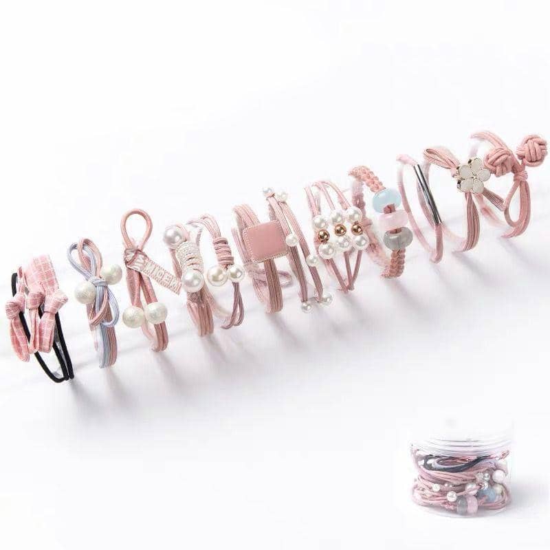 Elastic Hair Bands in Rubber for Ponytails - Pink