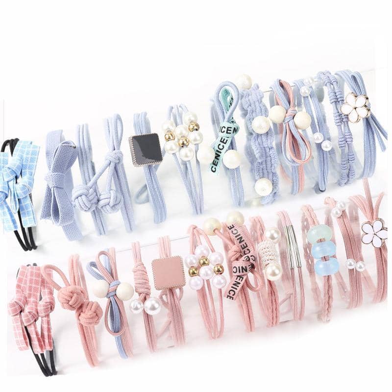 Elastic Hair Bands in Rubber for Ponytails - Pink - view 3