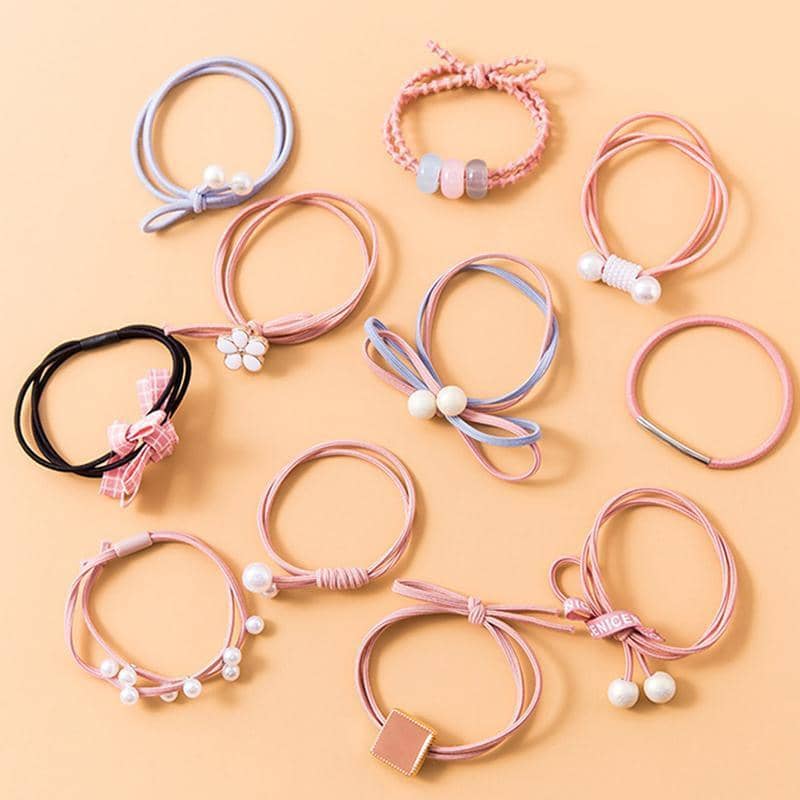 Elastic Hair Bands in Rubber for Ponytails - Pink - view 4