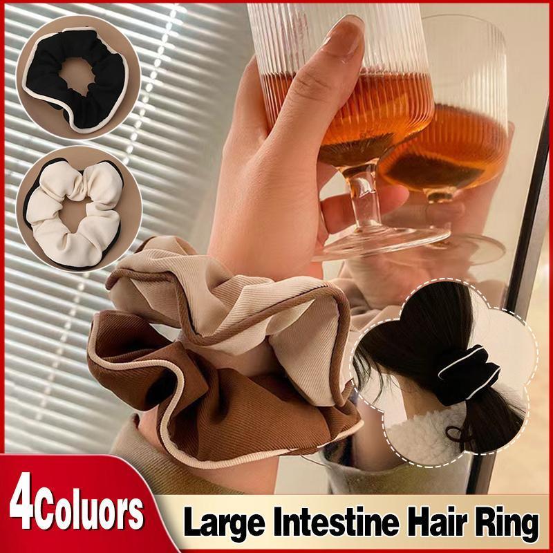 Elastic Hair Scrunchie with Contrast Trim - Black - view 2