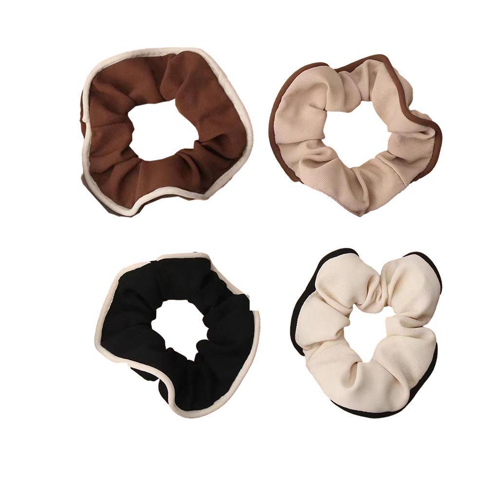 Elastic Hair Scrunchie with Contrast Trim - Black - view 3