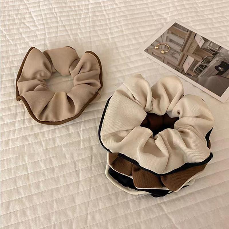 Elastic Hair Scrunchie with Contrast Trim - Black - view 4
