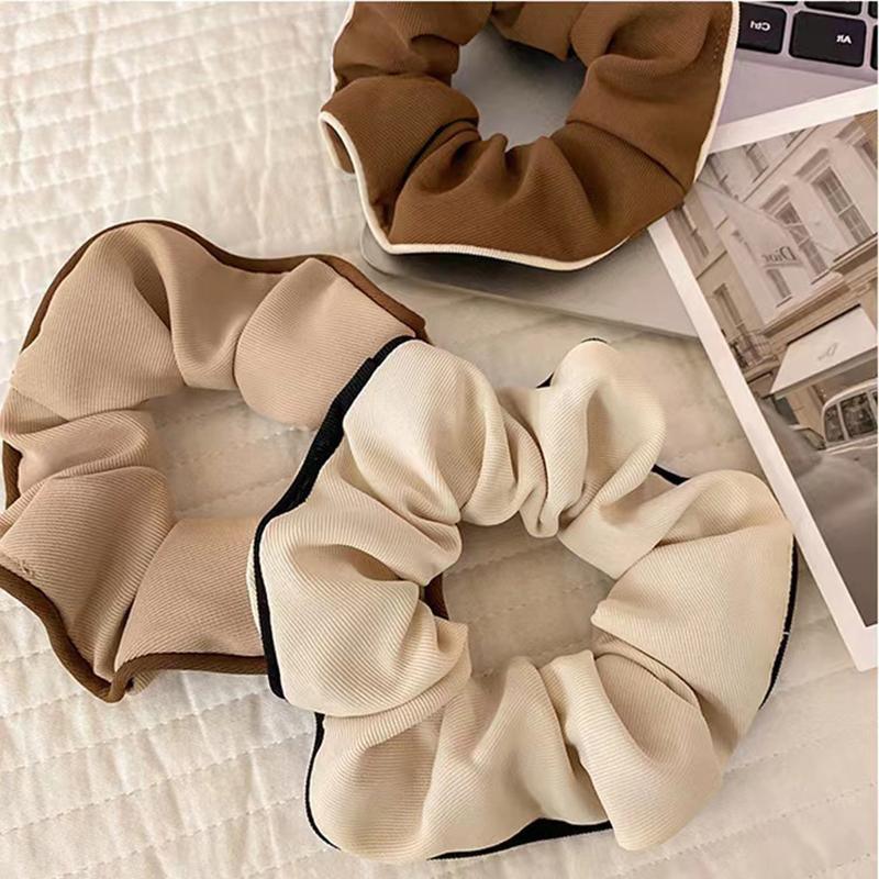 Elastic Hair Scrunchie with Contrast Trim - Black - view 5