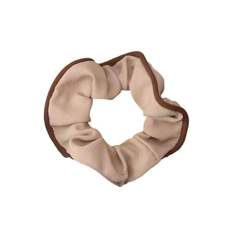 Elastic Hair Scrunchie with Contrast Trim - Khaki