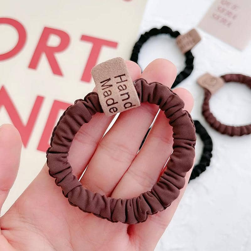 Elastic Hair Ties with Bear Tag for Women and Girls, Pack of 10 - Brown and Black - view 4