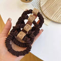 Elastic Hair Ties with Bear Tag for Women and Girls, Pack of 10 - Brown and Black - view 5