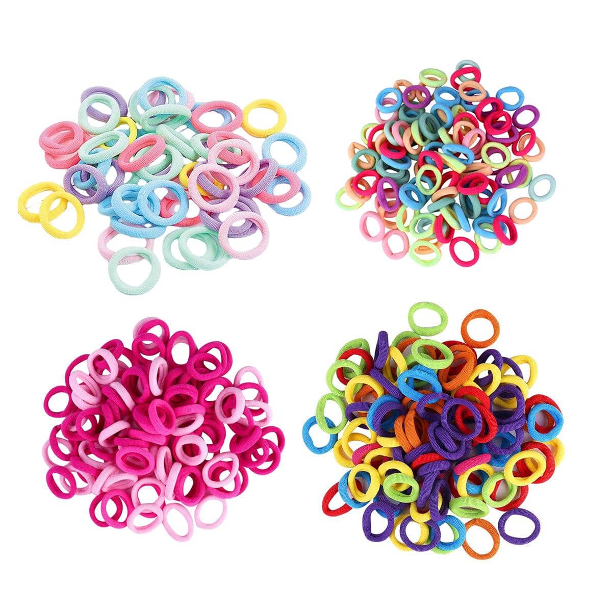 Elastic Hair Ties for Girls' Ponytails - Bright Multicolour, Pack of 100 - view 3
