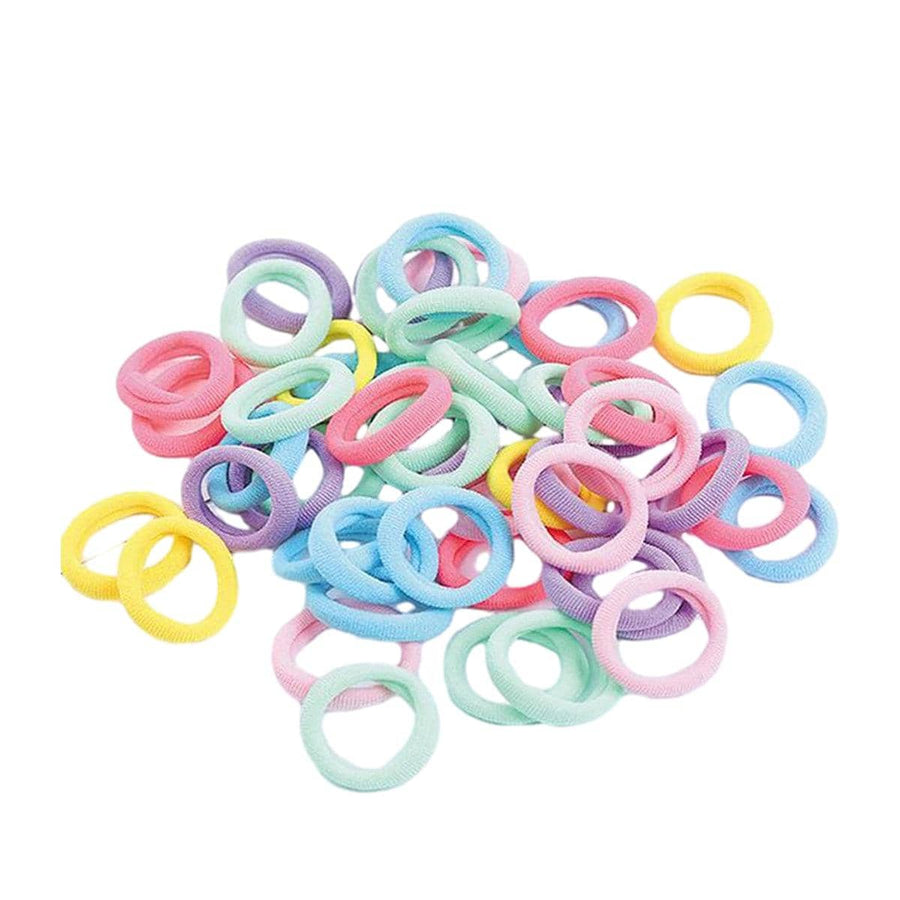 Elastic Hair Ties for Girls' Ponytails - Pastel Multicolour, Pack of 100