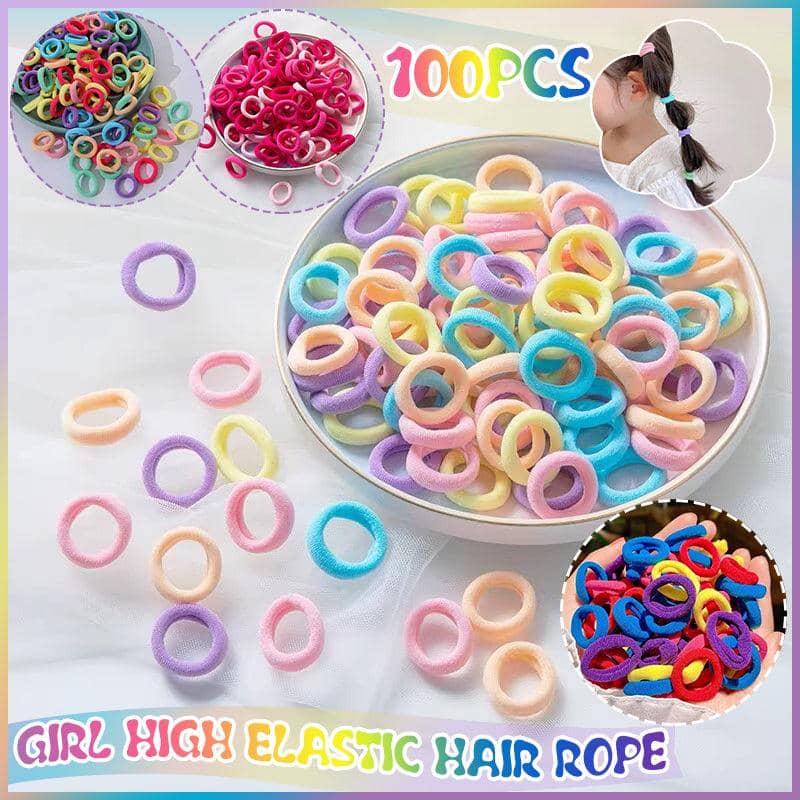 Elastic Hair Ties for Girls' Ponytails - Pastel Multicolour, Pack of 100 - view 2