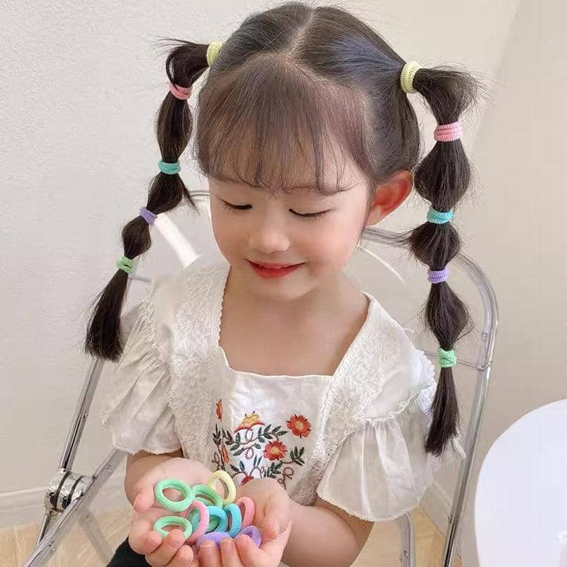 Elastic Hair Ties for Girls' Ponytails - Pastel Multicolour, Pack of 100 - view 5
