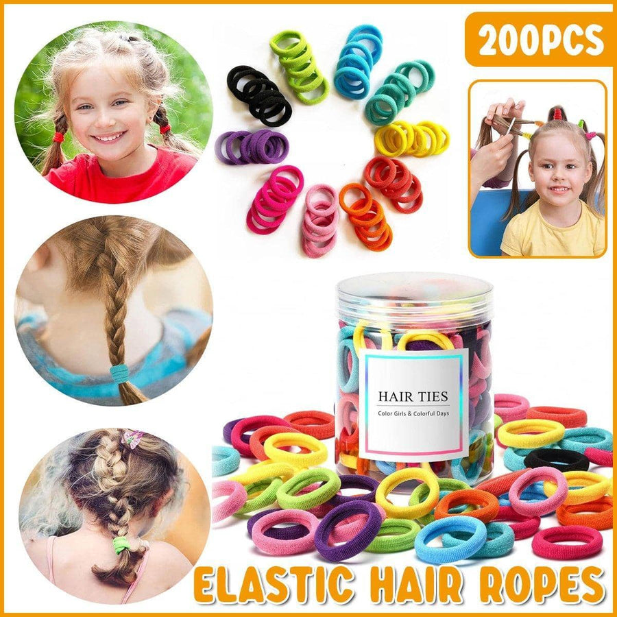 Elastic Hair Ties Seamless Rubber Bands, Assorted Colours, Pack of 200