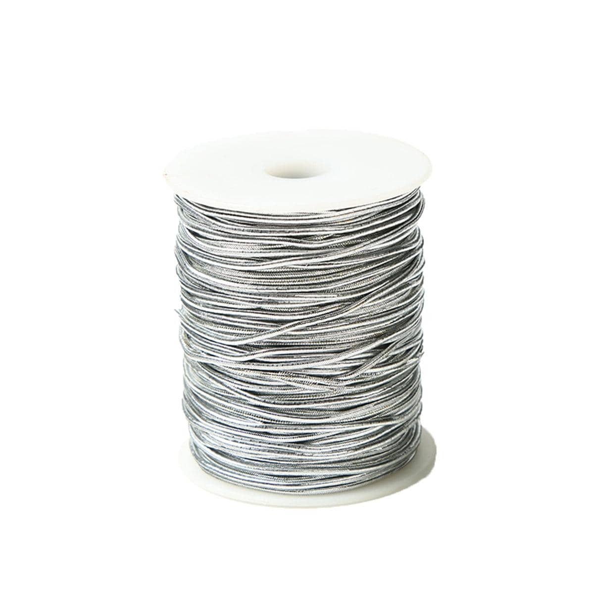 Elastic Rope Cord, 10 Pack - Silver Stretch String for Craft and Gift Wrapping