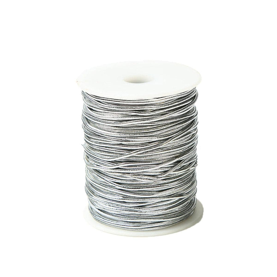 Elastic Rope Cord, 10 Pack - Silver Stretch String for Craft and Gift Wrapping