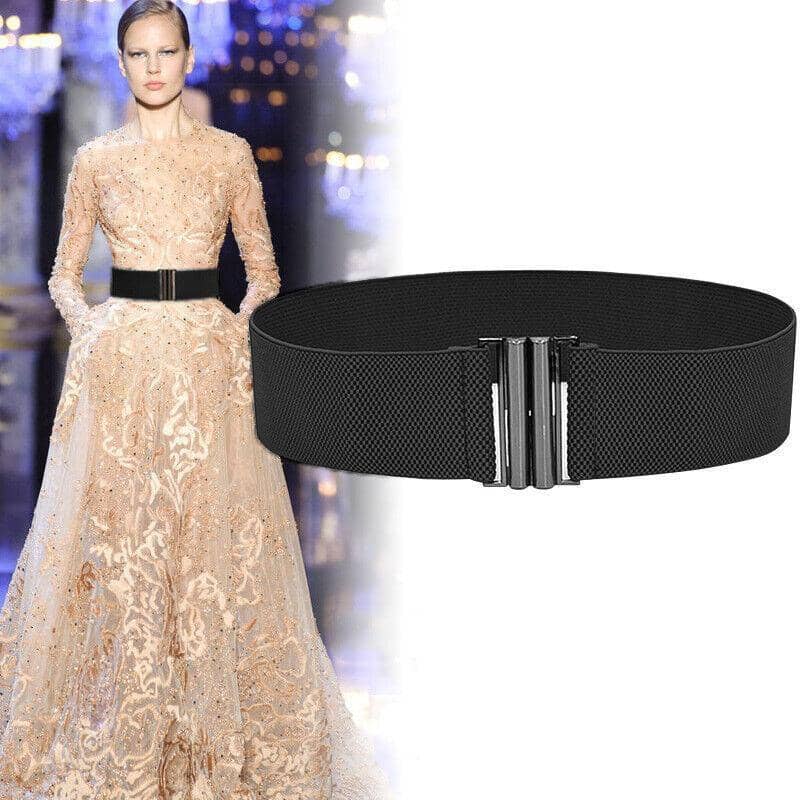 Elastic Waist Belt for Women with Metal Buckle - Brown - view 4