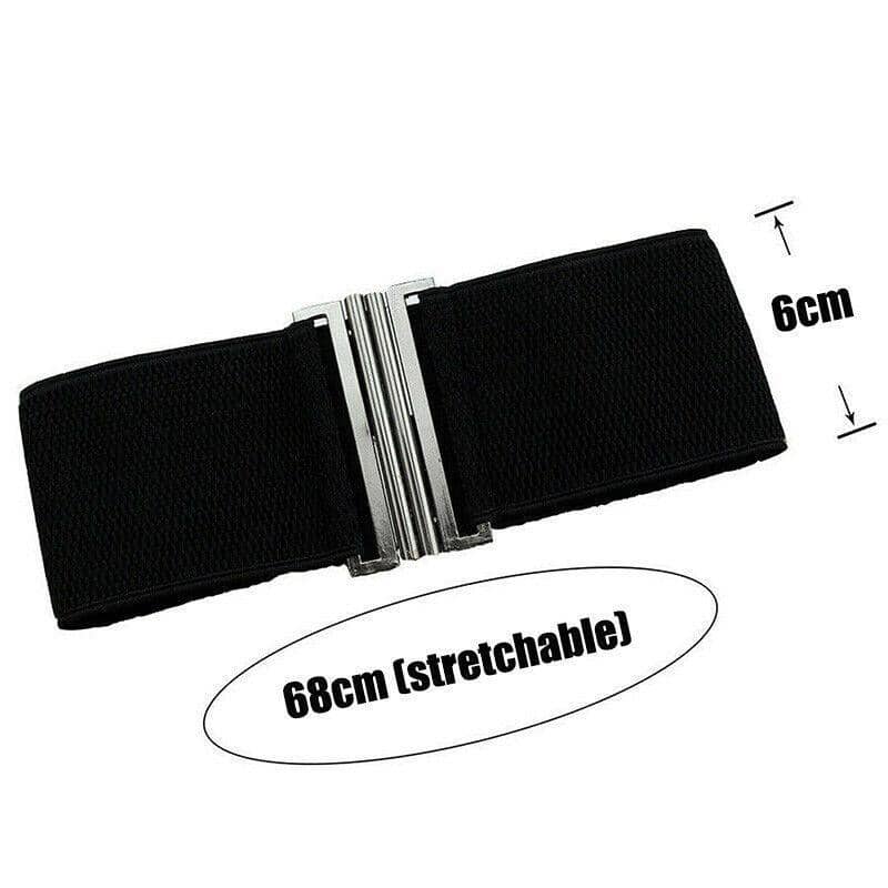 Elastic Waist Belt for Women with Metal Buckle - Brown - view 5