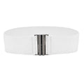 Elastic Waist Belt for Women with Metal Buckle - White