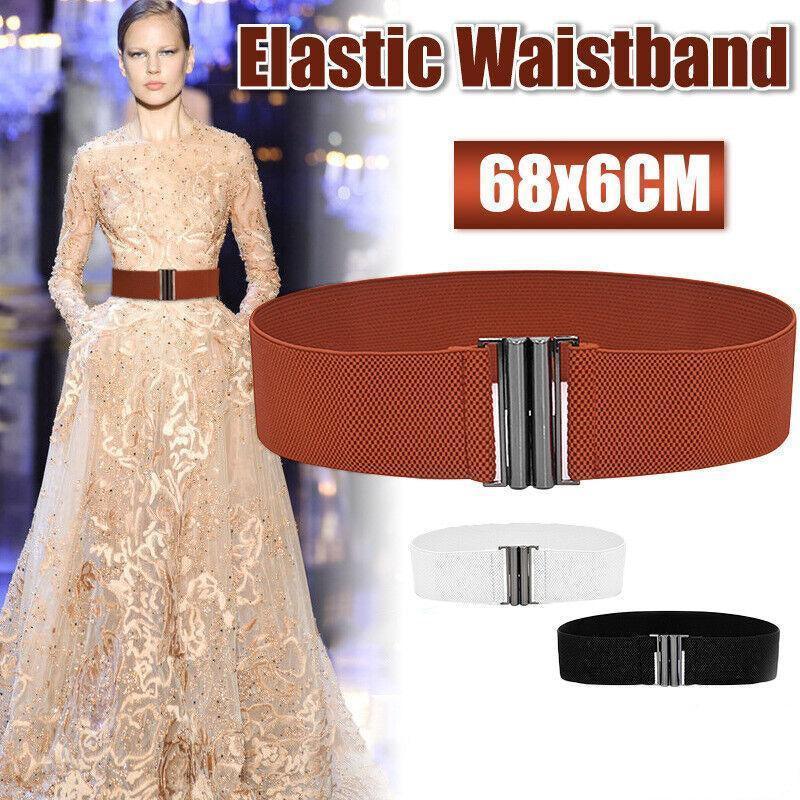 Elastic Waist Belt for Women with Metal Buckle - White - view 2