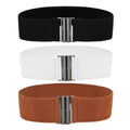 Elastic Waist Belt for Women with Metal Buckle - White - view 3