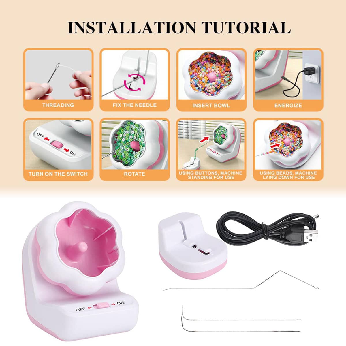Electric Automatic Beading Machine for DIY Jewellery Making, Efficient Threading - view 5