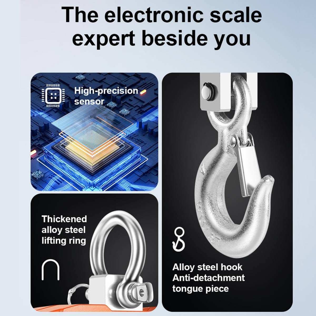 Electronic Crane Scale 2000 kg Orange LED with Wireless Remote - view 4