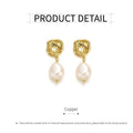 Elegant Baroque Pearl Earrings - Gold with White Pearls - view 3