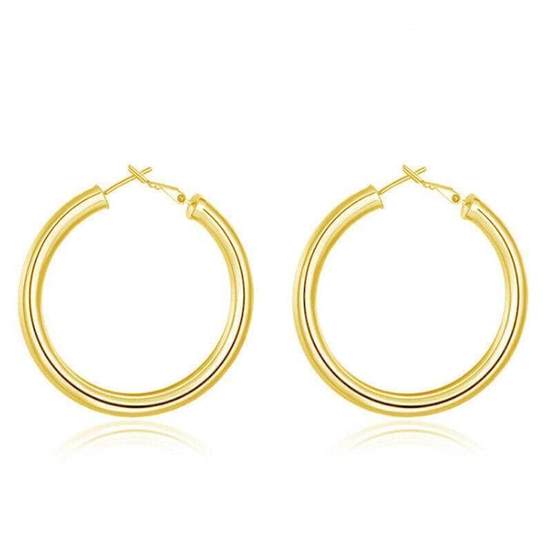 Elegant Round Hoop Earrings for Women, 50 mm - Gold