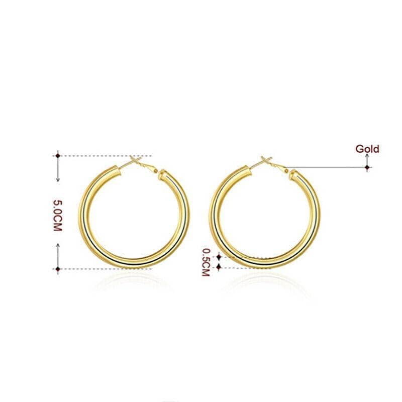 Elegant Round Hoop Earrings for Women, 50 mm - Gold - view 3