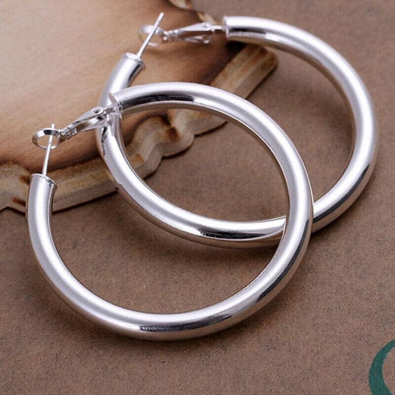 Elegant Round Hoop Earrings for Women, 50 mm - Gold - view 5