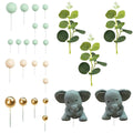 Elephant Cake Topper Decoration Set - Mint Green, Cream and Gold - view 2