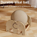Elephant Shaped Cat Claw Grinding Scratch Toy with Sisal Ball, Upright Wooden Base - view 5