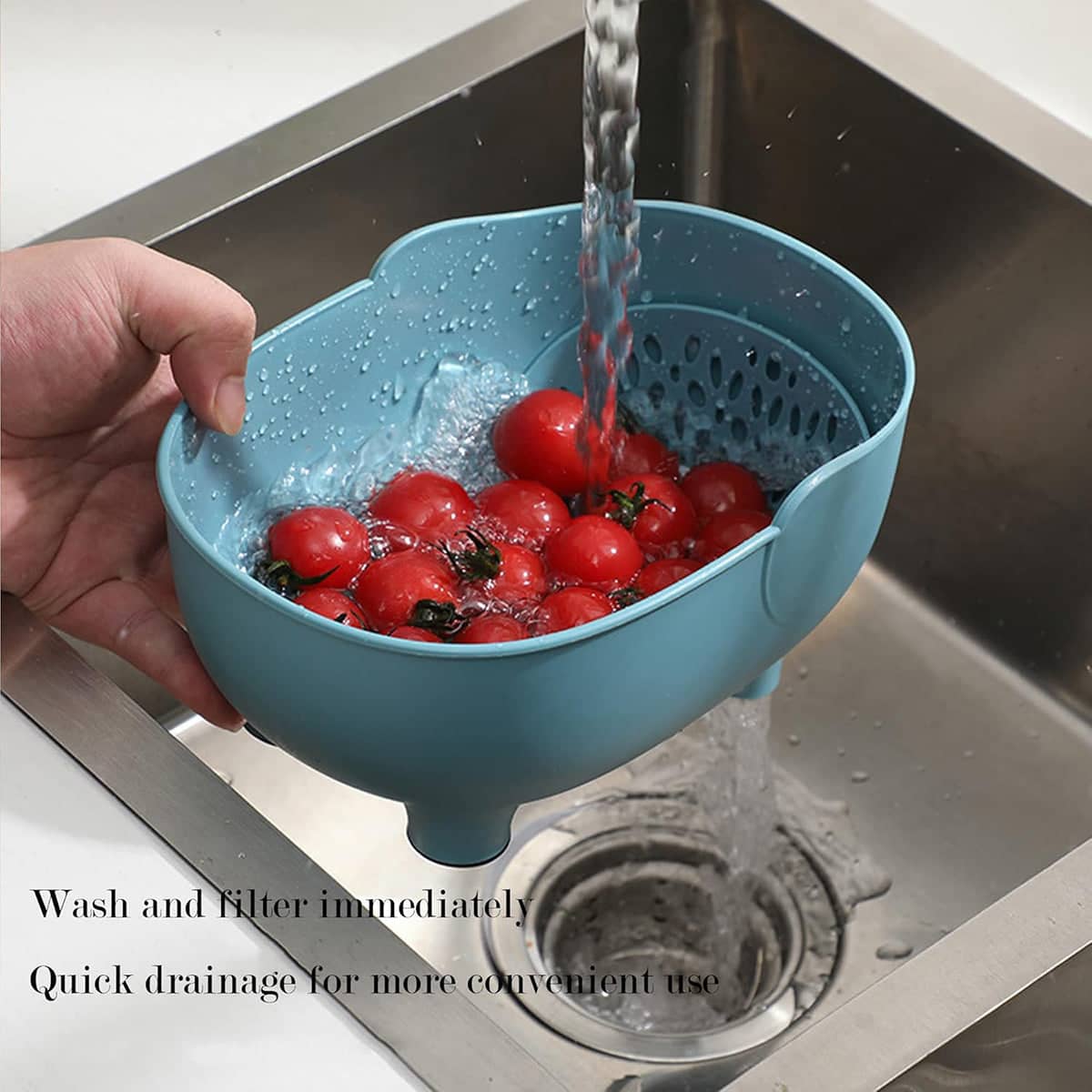 Elephant Shaped Kitchen Sink Drain Basket, Fruit and Vegetable Strainer - Blue - view 5