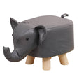 Elephant Shoe Changing Stool with Solid Wood Legs - Grey