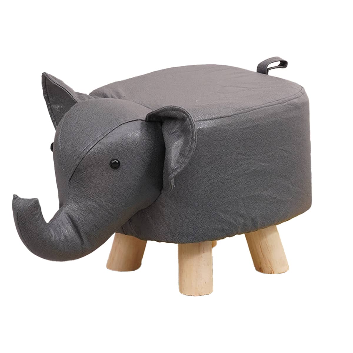 Elephant Shoe Changing Stool with Solid Wood Legs - Grey