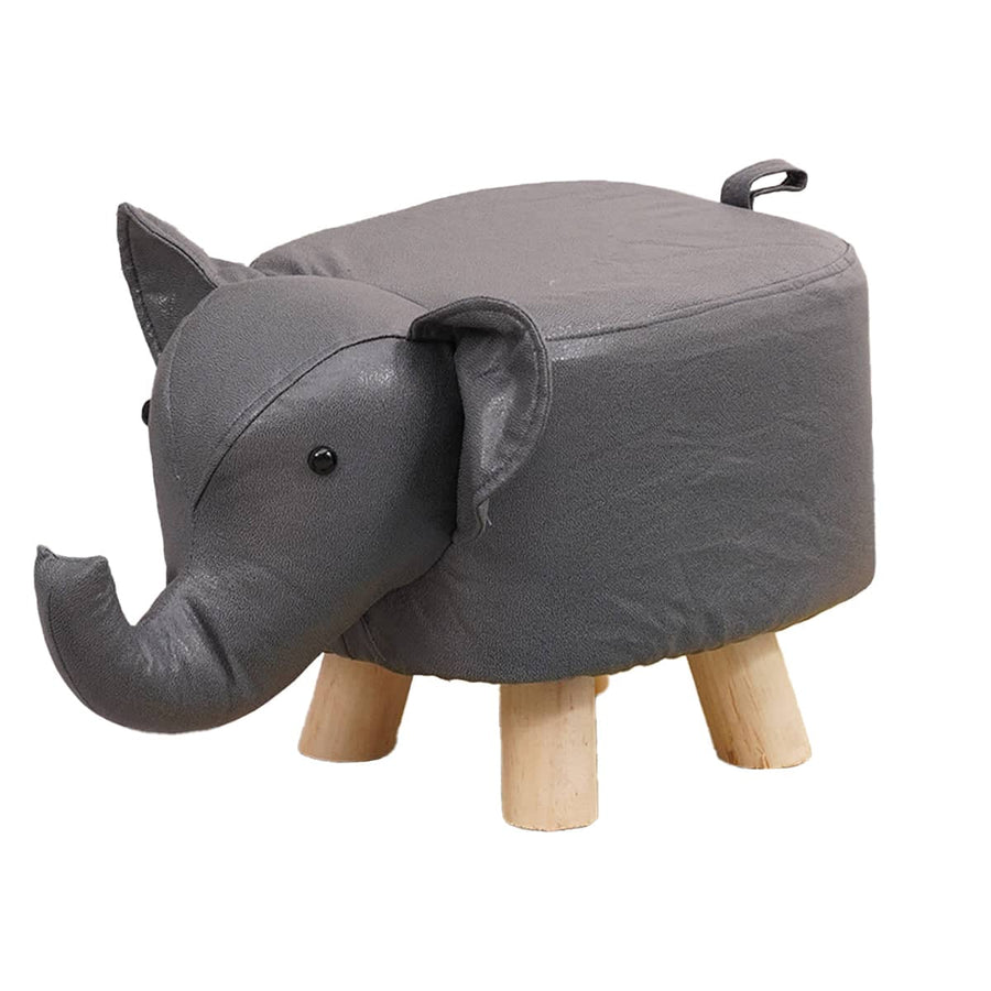 Elephant Shoe Changing Stool with Solid Wood Legs - Grey