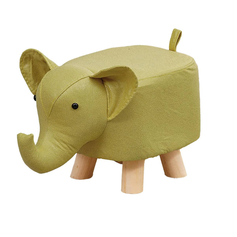 Elephant Shoe Changing Stool with Solid Wood Legs - Olive Green