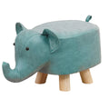 Elephant Shoe Changing Stool with Solid Wood Legs - Teal