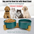 Elevated Double Ceramic Pet Bowl Set with Bamboo Stand - Black - view 2