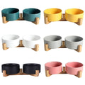 Elevated Double Ceramic Pet Bowl Set with Bamboo Stand - Black - view 3